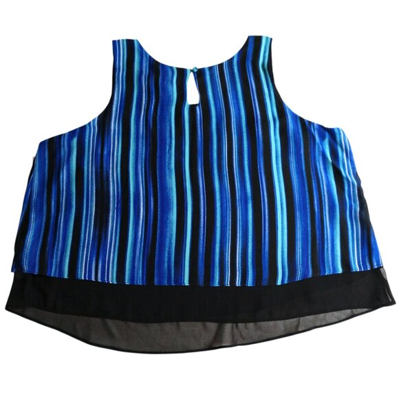 NWT Bisou Bisou Women's Blue/Black Stripe Tank Top Shirt L Large - Picture 2 of 9